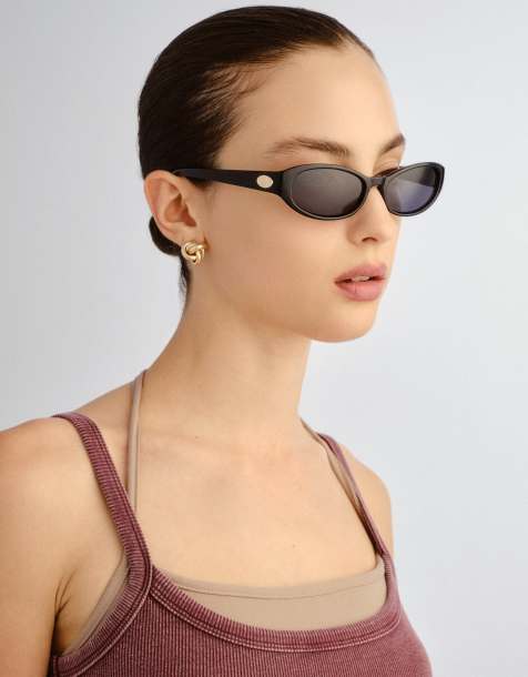 Le Specs Popalicious slim sunglasses in brown - view 1