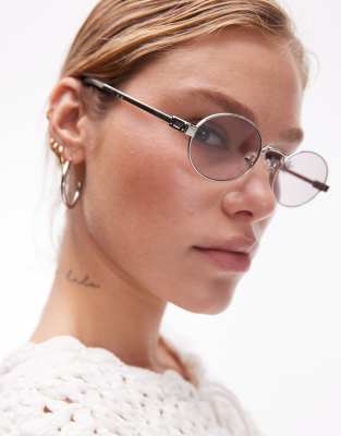 Le Specs Posedion deux round metal sunglasses in silver