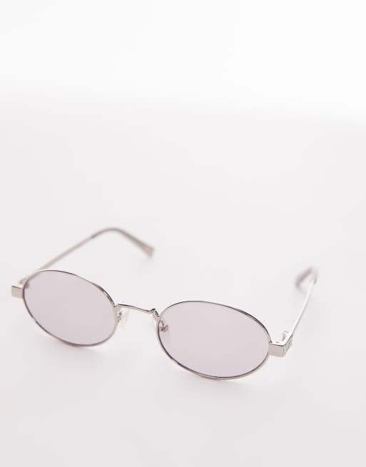 Le Specs Posedion deux round metal sunglasses in silver | ASOS display picture 3