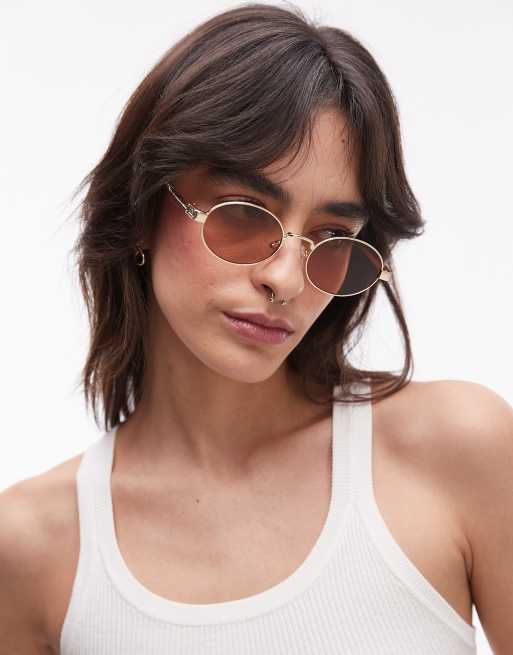 Le Specs - Poseidon Deux - Occhiali da sole rotondi in metallo color oro e marroni