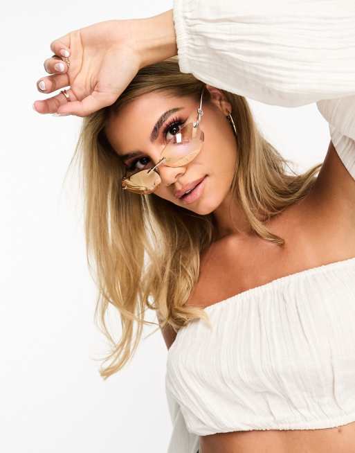 Le Specs – Roséguldfärgade, smala, ovala solglasögon