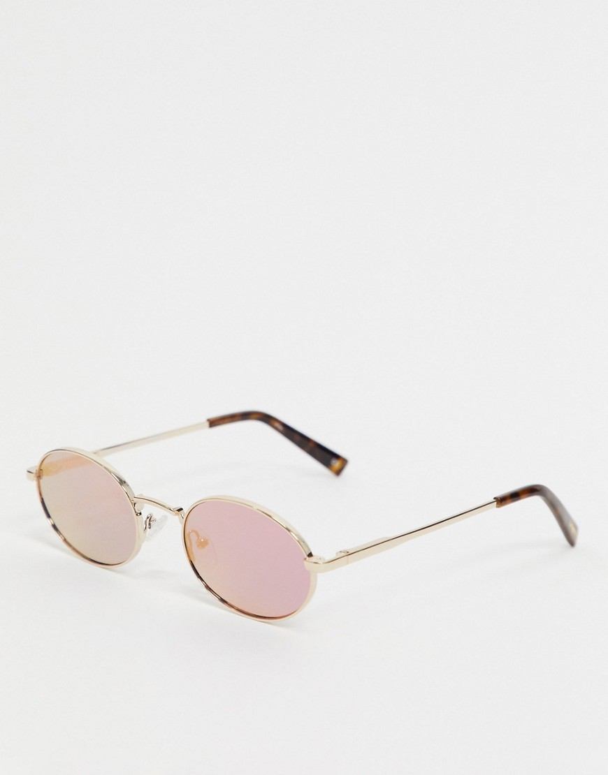 Le Specs — Runde solbriller med spejlglas og guldstel