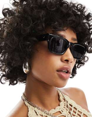 Le Specs – Shmood – Eckige Sonnenbrille in Schwarz | ASOS