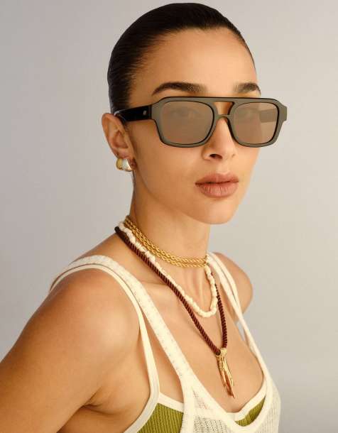 Le Specs Subzero aviator sunglasses in black brown  - view 1