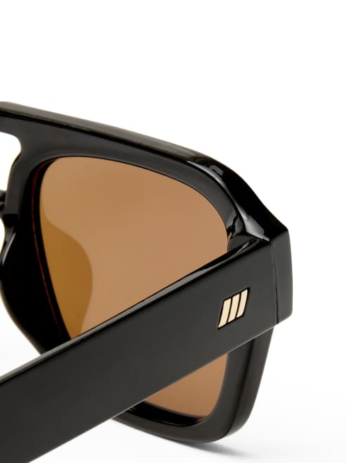 Le Specs Subzero aviator sunglasses in black/brown , 5 of 5