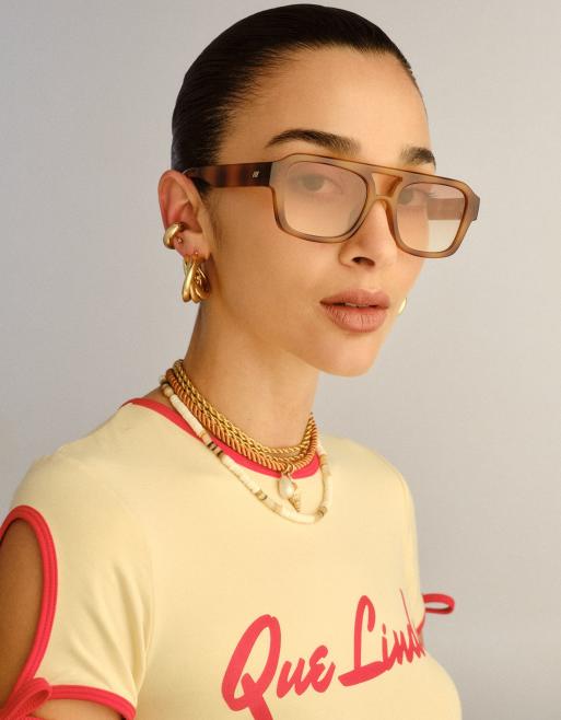 Le Specs Subzero aviator sunglasses in vintage tort