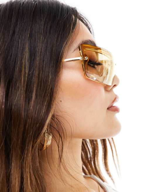 Le Specs the bodyguard sunglasses in gold | ASOS display picture 1