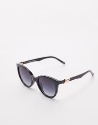Le Specs The Muse Large Round Sunglasses In Black