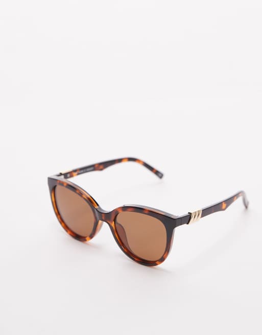 Le Specs The Muse large round sunglasses in tortoiseshell