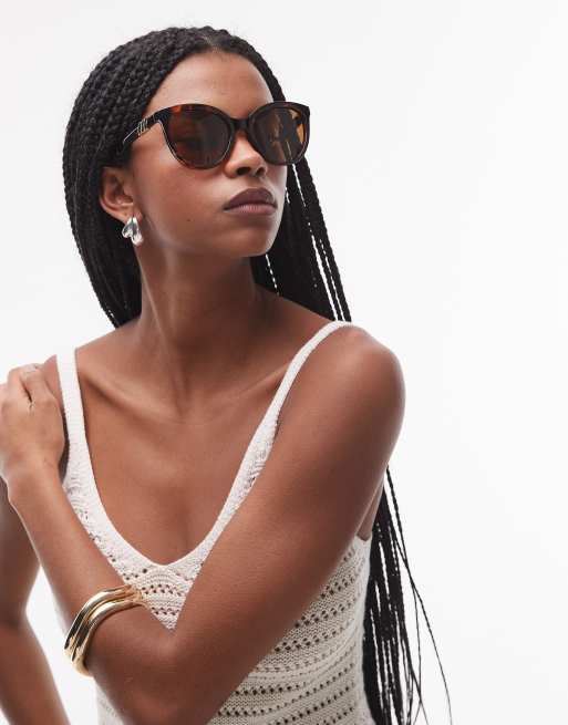 Le Specs The Muse large round sunglasses in tortoiseshell