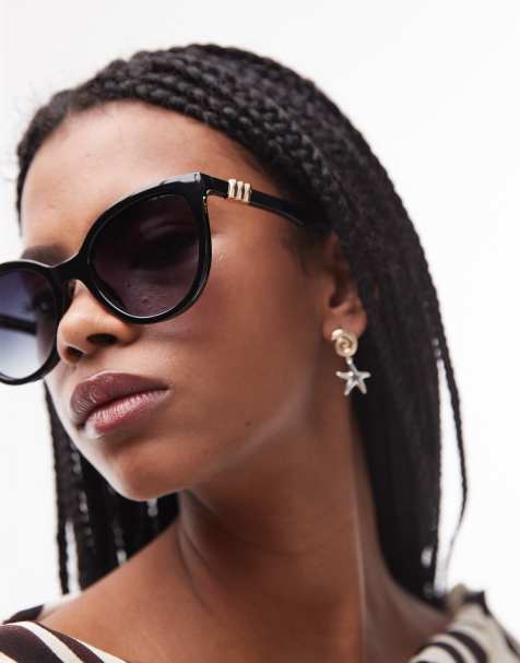 Le Specs – The Muse – Runde, große Sonnenbrille in Schwarz - view 1