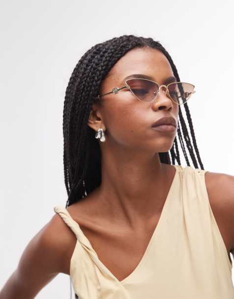 Le Specs - The Soiree - Occhiali da sole cat-eye sottili in metallo oro - view 1