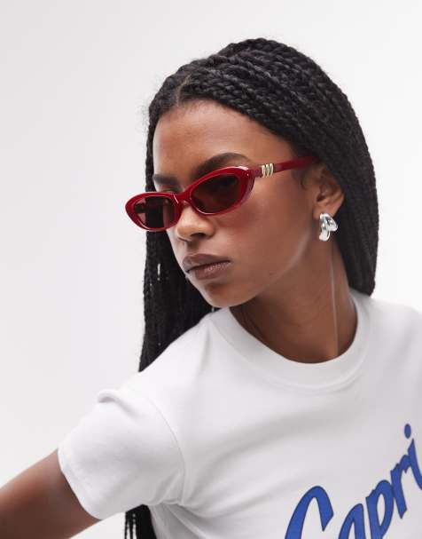 Le Specs - The Whisperer - Occhiali da sole ovali rosso granato - view 1