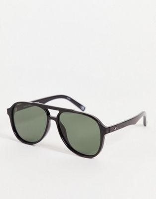 Le Specs tragic magic aviator sunglasses in black green
