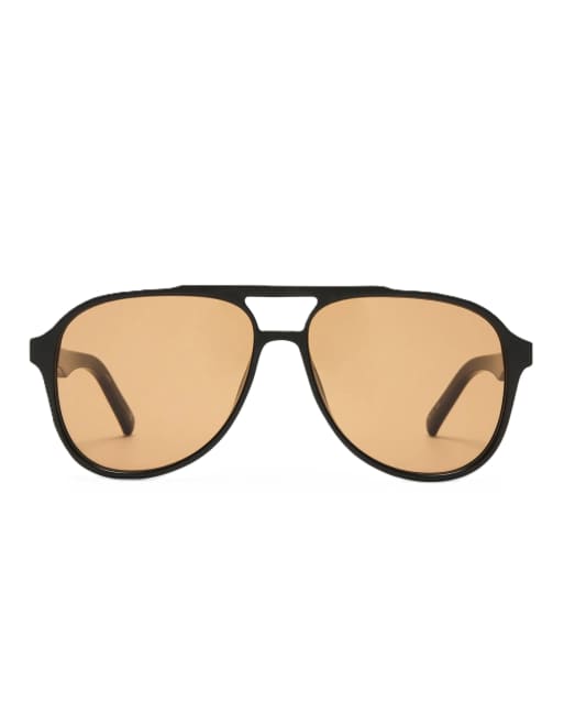 Le Specs Tragic Magic aviator sunglasses in black with tan tint, 5 of 5