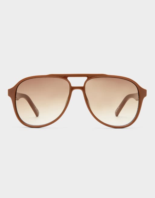 Le Specs tragic magic aviator sunglasses in brown with brown lens , 3 of 3