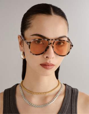 Le Specs Tragic Magic Aviator Sunglasses In Brown