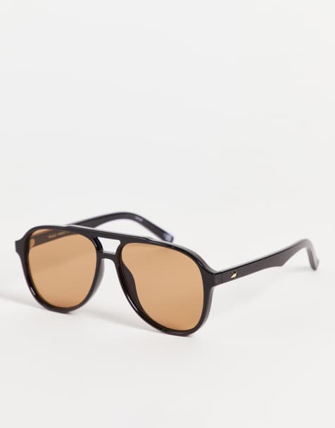 Le Specs - Tragic Magic - Aviator zonnebril in zwart met bruine glazen - view 1