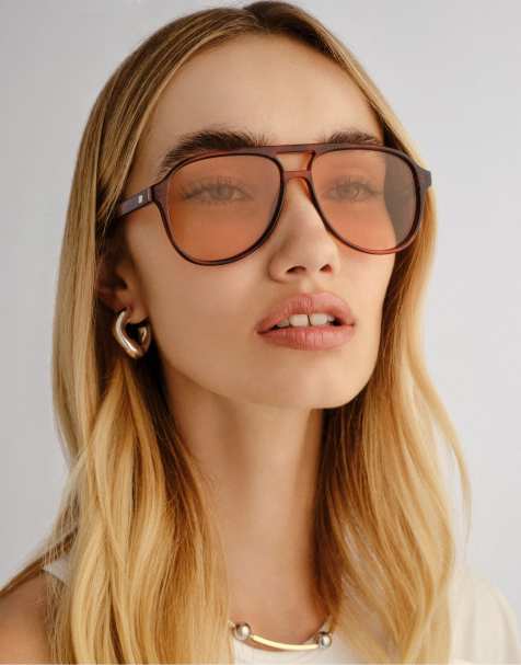 Le Specs tragic magic honey tort aviator sunglasses with yellow lens