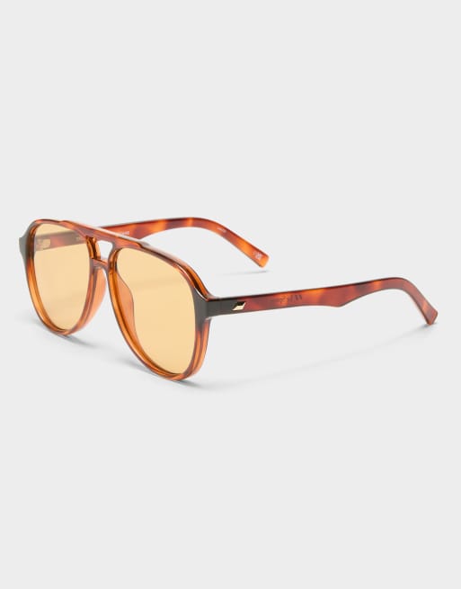 Le Specs - Tragic Magic - Lunettes de soleil aviateur avec verres jaunes - Écaille de tortue miel, 3 de 3