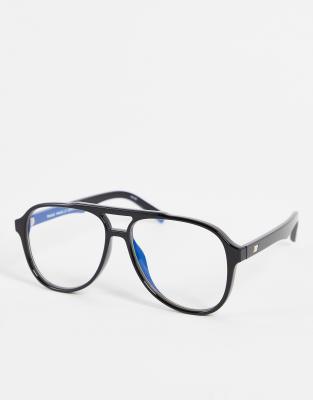Le Specs – Tragic Magic – Pilotenbrille in Schwarz mit Blaulichtfilter 