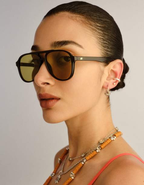 Le Specs - Tragic Magic - Sorte og olivengrønne aviator-solbriller - view 1