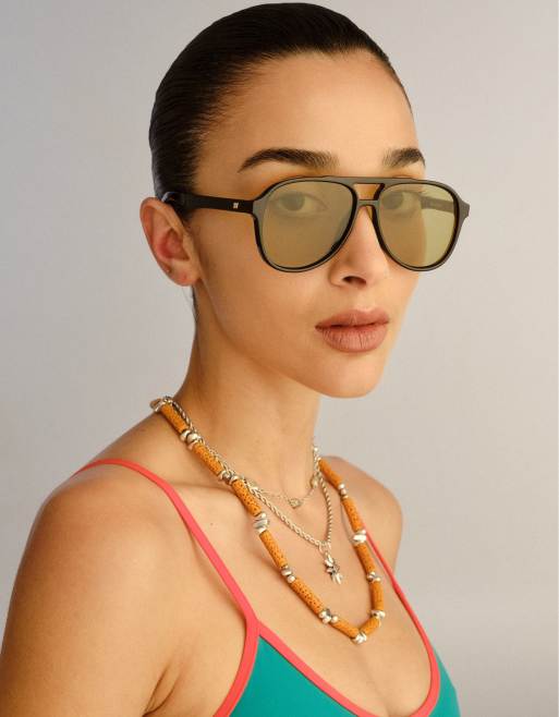 Le Specs - Tragic Magic - Sorte og olivengrønne aviator-solbriller, 3 af 5