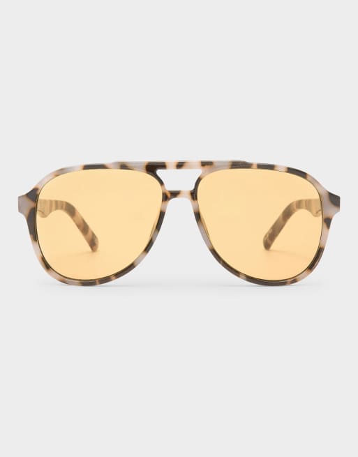 Le Specs – Tragic Magic – Spräckliga pilotsolglasögon med bärnstensfärgad lins, 2 av 3