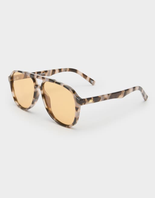 Le Specs – Tragic Magic – Spräckliga pilotsolglasögon med bärnstensfärgad lins, 3 av 3