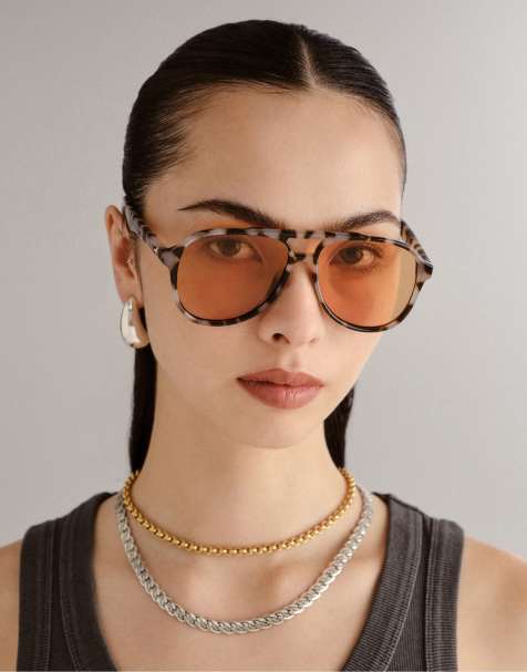 Le Specs - Tragic - Occhiali da sole aviatore tartarugato cookie con lenti ambra - view 1