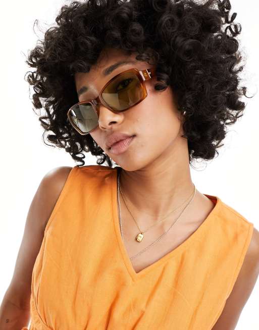 Le Specs Trance Occhiali da sole rettangolari tartarugati stile vintage ASOS