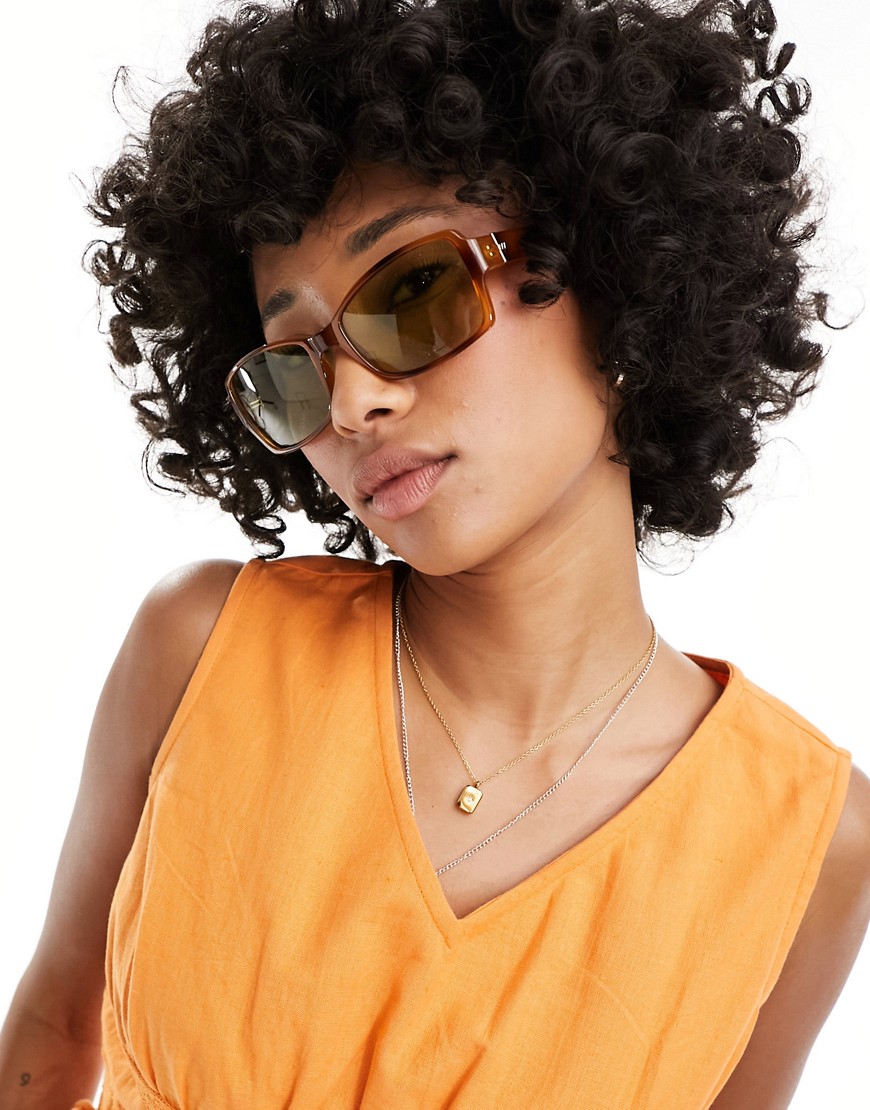 Le Specs trance rectangle sunglasses in vintage tort-Brown
