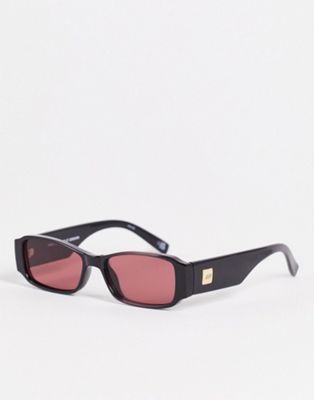 Le Specs tres gauche rectangle sunglasses in black rose  | ASOS