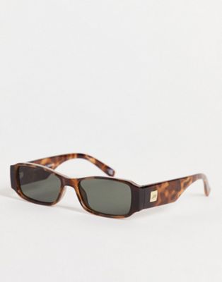 Le Specs tres gauche rectangle sunglasses in green tortoiseshell | ASOS