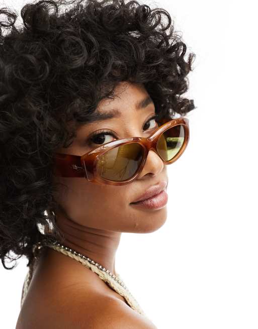 Le Specs - Under - Occhiali da sole cat-eye avvolgenti vintage tartarugati