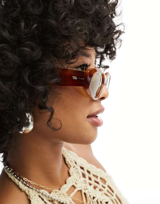 Le Specs - Under - Occhiali da sole cat-eye avvolgenti vintage tartarugati, 4 di 4