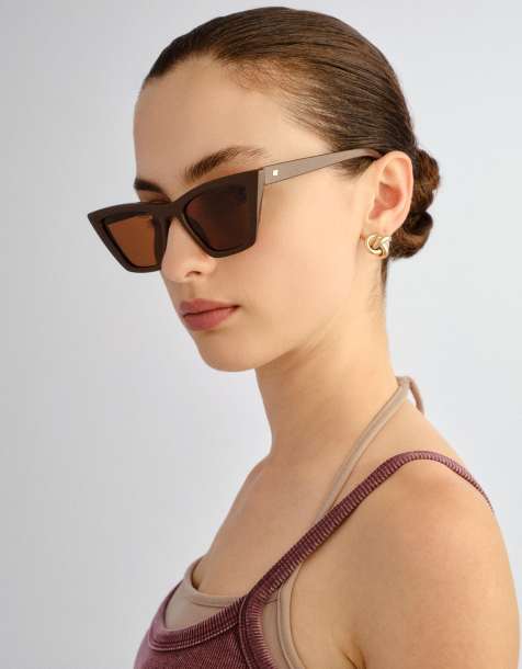 Le Specs Veledrome cateye sunglasses in brown - view 1
