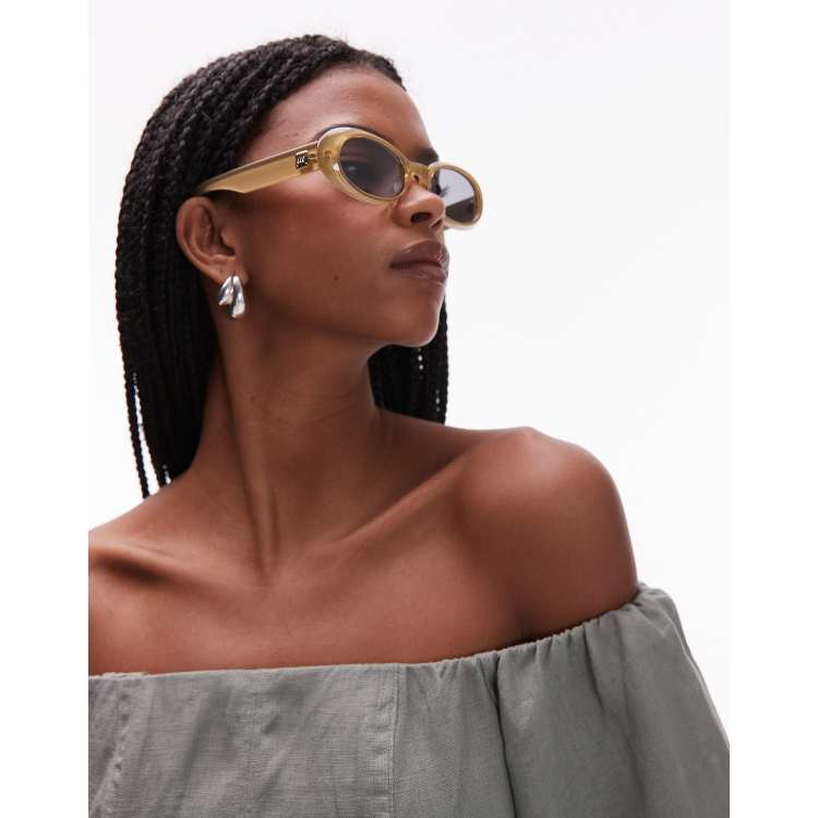 Le Specs work it oval sunglasses in olive green | ASOS