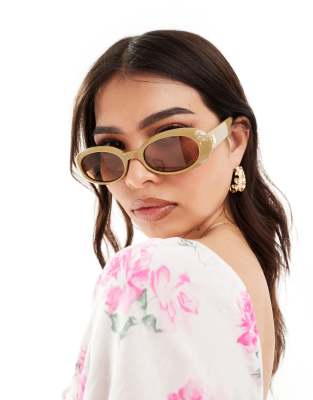 work it oval sunglasses in pistachio-Green