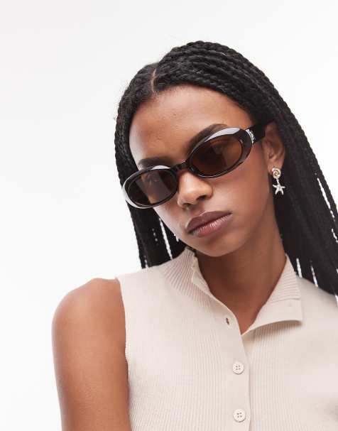 Le Specs - Work It - Ovale gepolariseerde zonnebril in donkerbruin - view 1