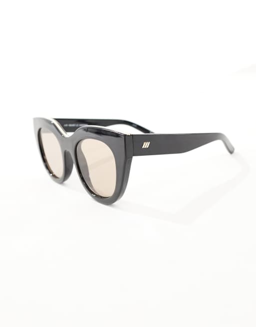 Le Specs X ASOS - Air Heart - Sorte cat eye-solbriller med brune glas, 2 af 4