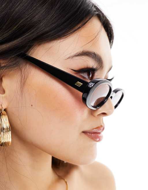 Le Specs X ASOS – Outta Love – Svarta oval a solglasögon med rosa glas, 3 av 4