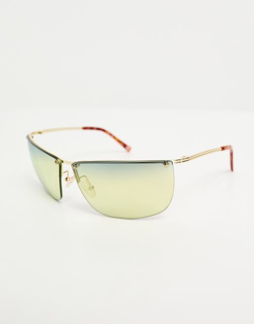 Le Specs - Y20K zonnebril zonder rand in goud en marineblauw, 3 van 4