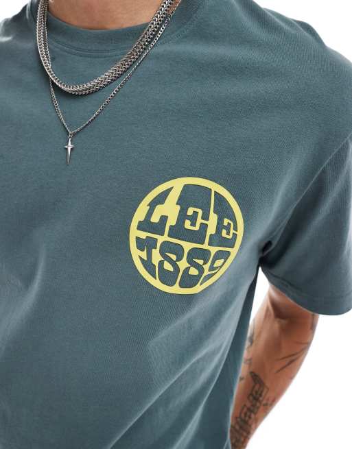 Lee – 1889 – Grön avslappnad t-shirt med rund logga, 2 av 4