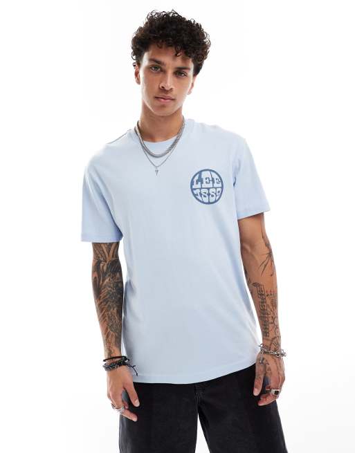 Lee - 1889 - T-shirt taglio comodo con logo circolare color azzurro