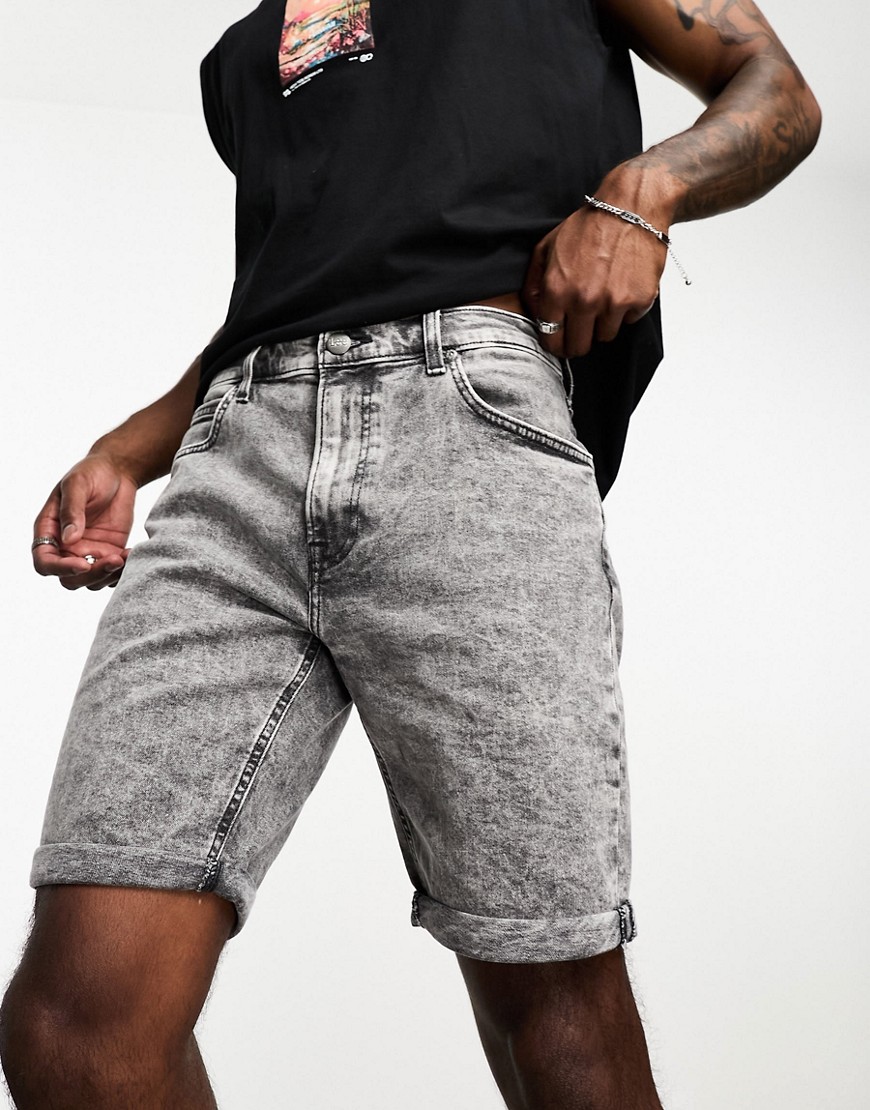 Lee 5 pocket straight denim shorts in acid grey