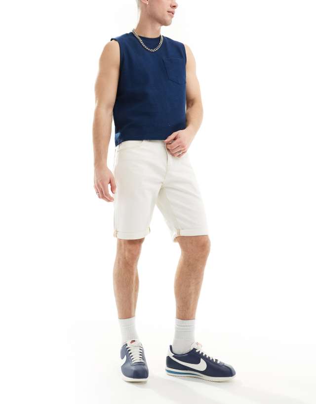 Lee - 5 pocket straight denim shorts in clean white