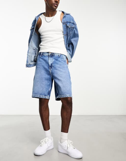 Lee 90s workwear loose fit denim shorts in mid wash | ASOS