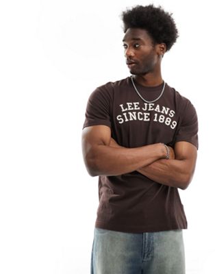 Lee arc front logo relaxed fit t-shirt in brown - ASOS Price Checker