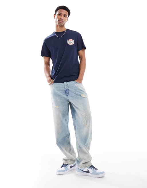◆LEE◆ Lee Archive Graphic T-Shirt Navy Lee archive chest logo relaxed fit t-shirt in navy | ASOS
